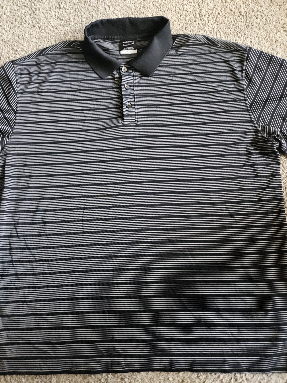 Nike Men's Black and Gray Striped Polo